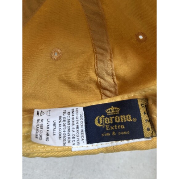 Corona Extra Beer Hat Cap StrapBack Adj. Yellow Embroidered Sim & Sons Cotton - Picture 6 of 6